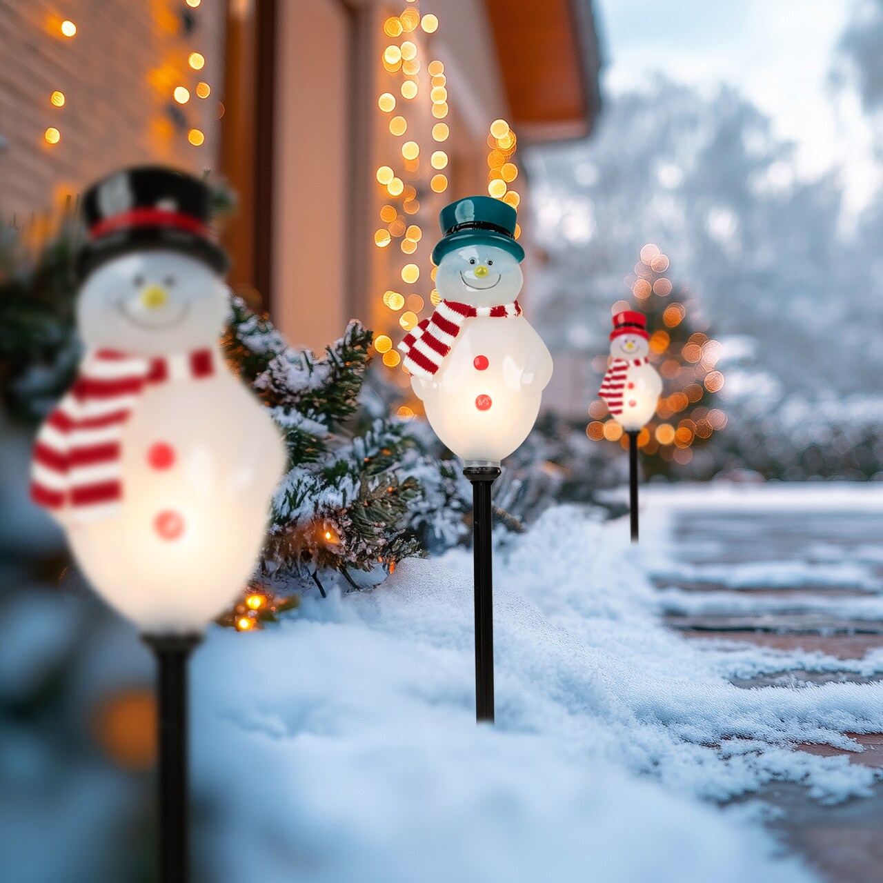 Northlight Lighted Snowmen Christmas Outdoor Pathway Markers - 16" - Set of 3
